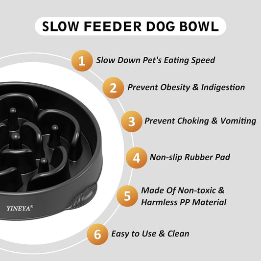 4 Cups Slow Feeder Dog Bowls Large Breed Anti-Choking Healthy Eating | Dog Food Bowl Slow down Eating Prevents Bloat, Promotes Healthy Digestion, Puzzle Feeder Interactive Makes Meal Time Fun