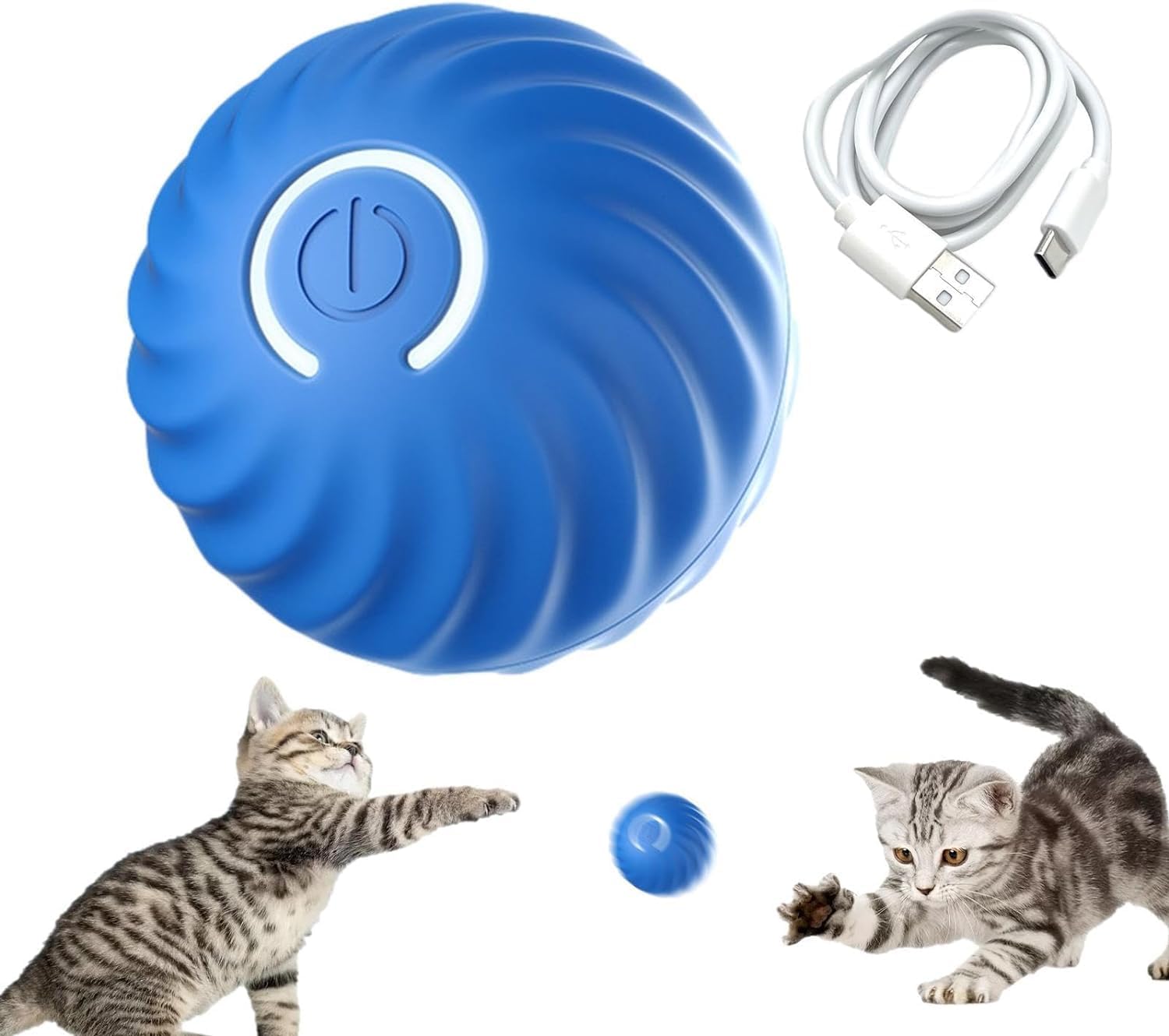 Dog Self Rolling Ball, Smart Self-Moving Ball with 2 Modes Long Battery Life, New Electric Intelligent Teasing Cat Ball with Replaceable Shell, Rechargeable Cat Toys Balls for Indoor Cats, Dogs, Pets,