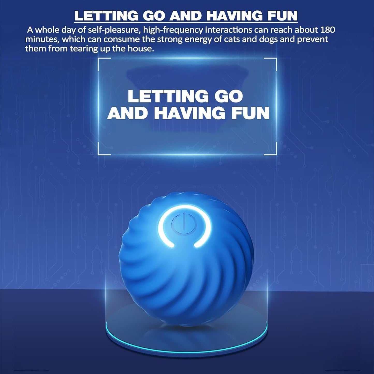 Dog Self Rolling Ball, Smart Self-Moving Ball with 2 Modes Long Battery Life, New Electric Intelligent Teasing Cat Ball with Replaceable Shell, Rechargeable Cat Toys Balls for Indoor Cats, Dogs, Pets,