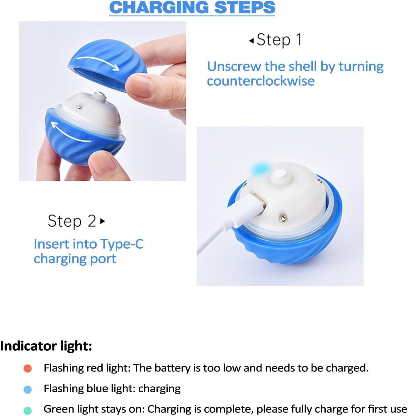 Dog Self Rolling Ball, Smart Self-Moving Ball with 2 Modes Long Battery Life, New Electric Intelligent Teasing Cat Ball with Replaceable Shell, Rechargeable Cat Toys Balls for Indoor Cats, Dogs, Pets,