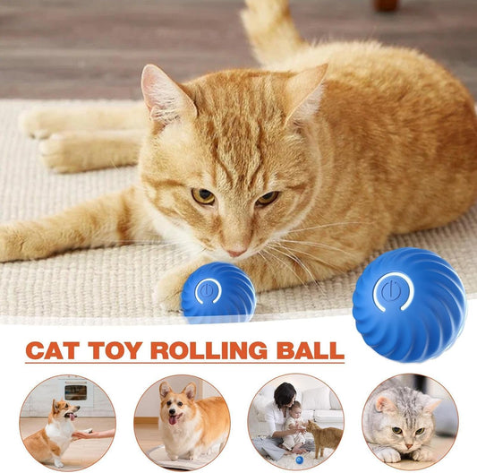 Dog Self Rolling Ball, Smart Self-Moving Ball with 2 Modes Long Battery Life, New Electric Intelligent Teasing Cat Ball with Replaceable Shell, Rechargeable Cat Toys Balls for Indoor Cats, Dogs, Pets,