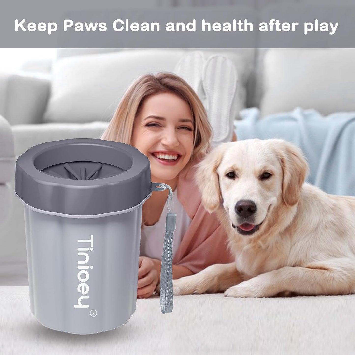 Dog Paw Cleaner Cup, Medium Dog Paw Washer, Muddy Paw Cleaner | 3 Absorbent Towels, Soft Silicone Brush, Pet Foot Cleaner for Small & Medium Dogs, Muddy Paw Wash, Travel & Hiking