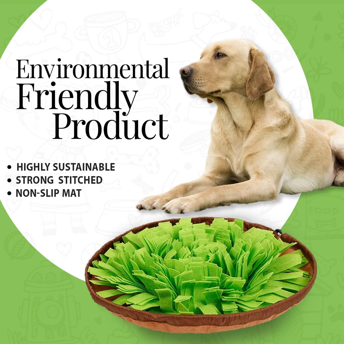 Snuffle Mat for Dogs & Puppies - Washable Training Puzzle Toy for Large & Small Breeds - Game for Boredom & Feeding Mat for Brain Stimulation & Stress Relief - Pet Foraging Mat for Smell Training