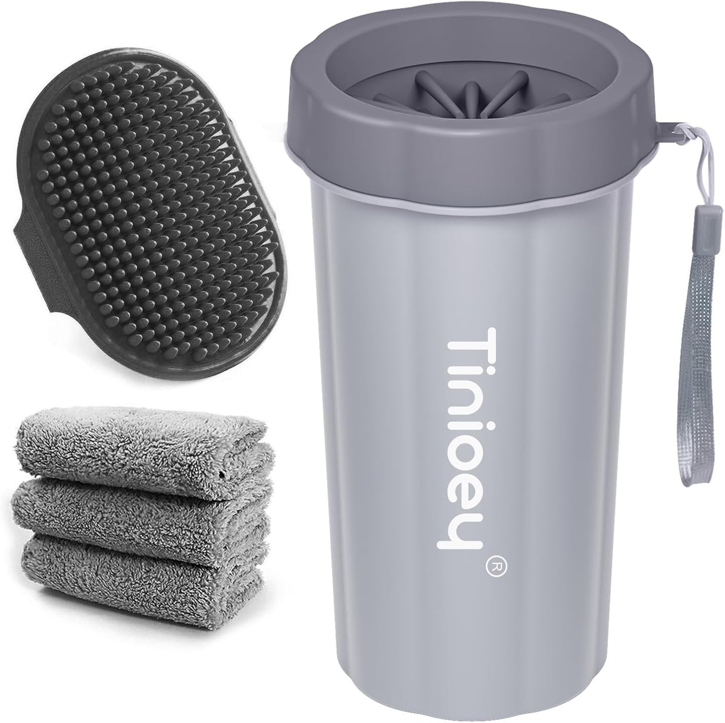 Dog Paw Cleaner Cup, Medium Dog Paw Washer, Muddy Paw Cleaner | 3 Absorbent Towels, Soft Silicone Brush, Pet Foot Cleaner for Small & Medium Dogs, Muddy Paw Wash, Travel & Hiking
