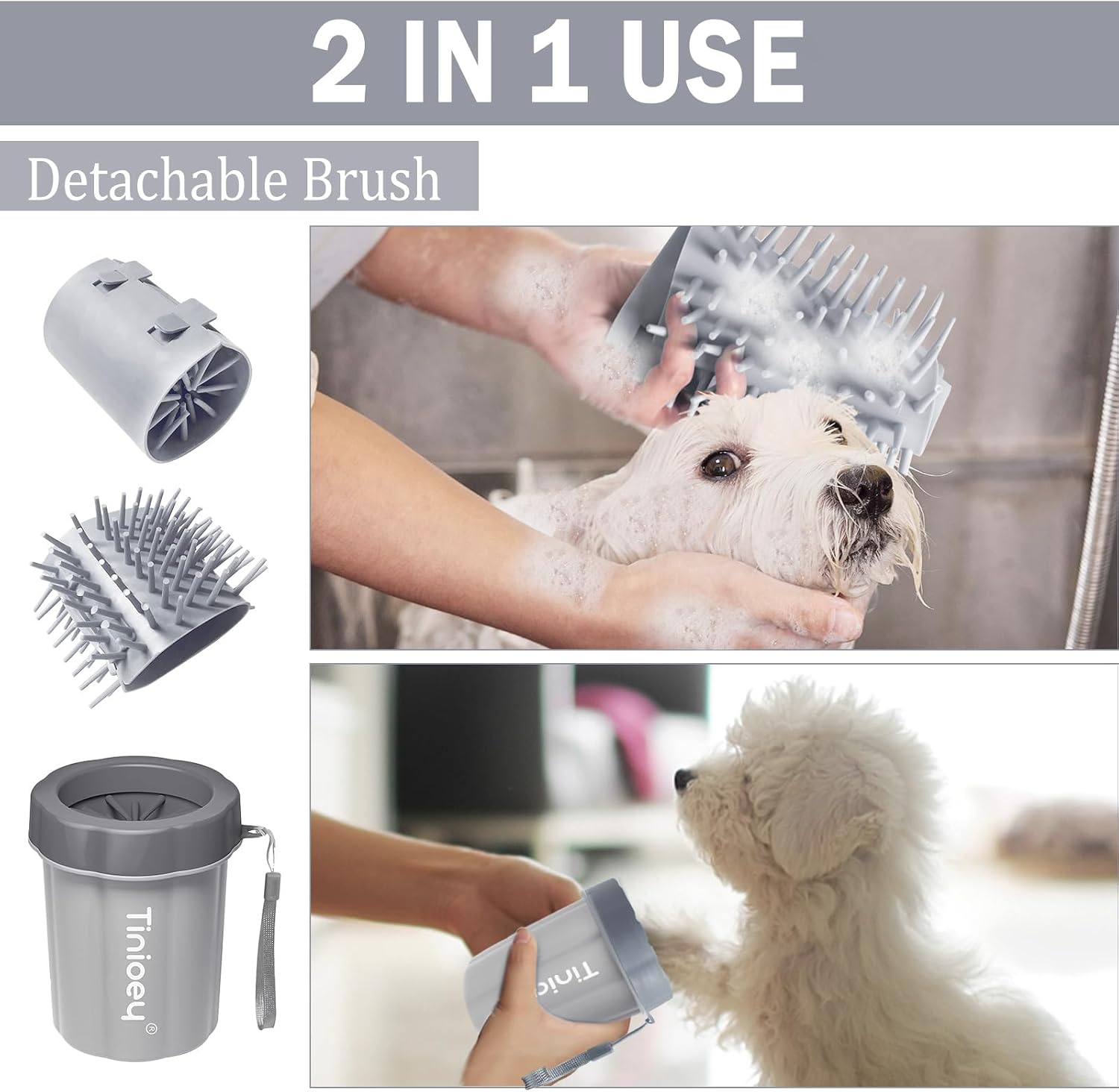 Dog Paw Cleaner Cup, Medium Dog Paw Washer, Muddy Paw Cleaner | 3 Absorbent Towels, Soft Silicone Brush, Pet Foot Cleaner for Small & Medium Dogs, Muddy Paw Wash, Travel & Hiking