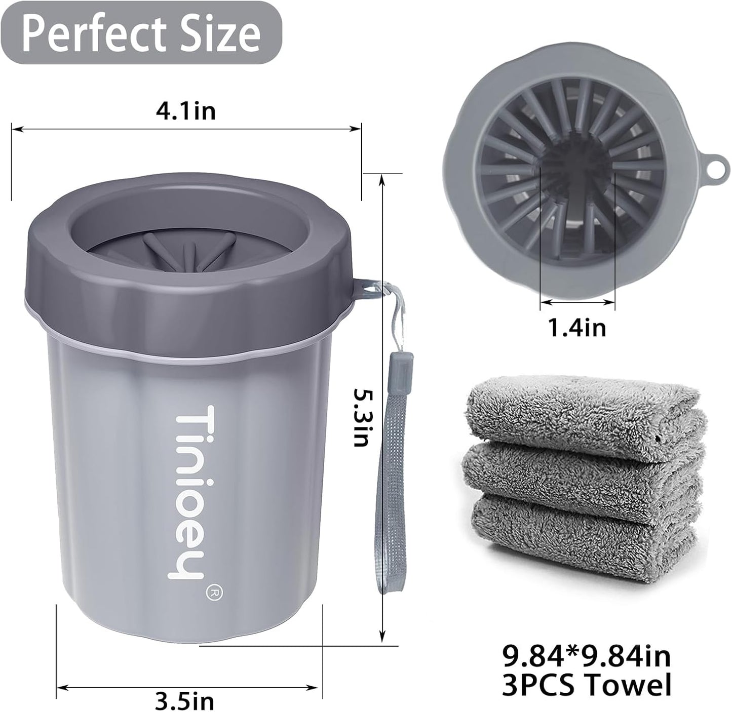 Dog Paw Cleaner Cup, Medium Dog Paw Washer, Muddy Paw Cleaner | 3 Absorbent Towels, Soft Silicone Brush, Pet Foot Cleaner for Small & Medium Dogs, Muddy Paw Wash, Travel & Hiking