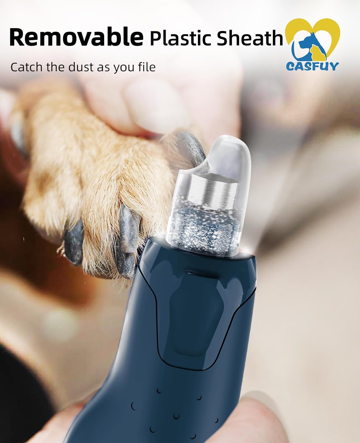 Dog Nail Grinder Quiet - (45Db) 6-Speed Pet Nail Grinder with 2 LED Lights for Large Medium Small Dogs/Cats, Professional 3 Ports Rechargeable Electric Dog Nail Trimmer with Dust Cap