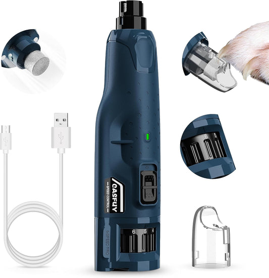 Dog Nail Grinder Quiet - (45Db) 6-Speed Pet Nail Grinder with 2 LED Lights for Large Medium Small Dogs/Cats, Professional 3 Ports Rechargeable Electric Dog Nail Trimmer with Dust Cap
