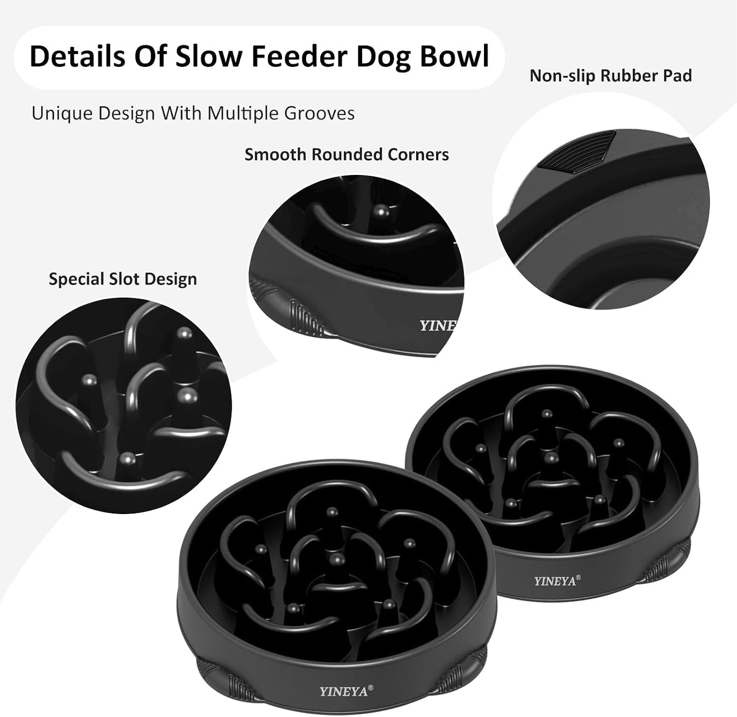 4 Cups Slow Feeder Dog Bowls Large Breed Anti-Choking Healthy Eating | Dog Food Bowl Slow down Eating Prevents Bloat, Promotes Healthy Digestion, Puzzle Feeder Interactive Makes Meal Time Fun