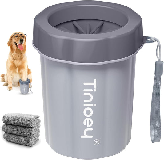 Dog Paw Cleaner Cup, Medium Dog Paw Washer, Muddy Paw Cleaner | 3 Absorbent Towels, Soft Silicone Brush, Pet Foot Cleaner for Small & Medium Dogs, Muddy Paw Wash, Travel & Hiking